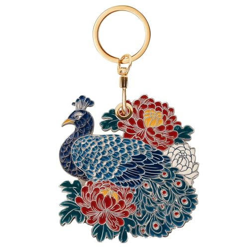 Peacock Leather Keychain Case Holder,Pet Keepsake With Keychain Ring,Access Card Holder With Air Tags,GPS Tacker