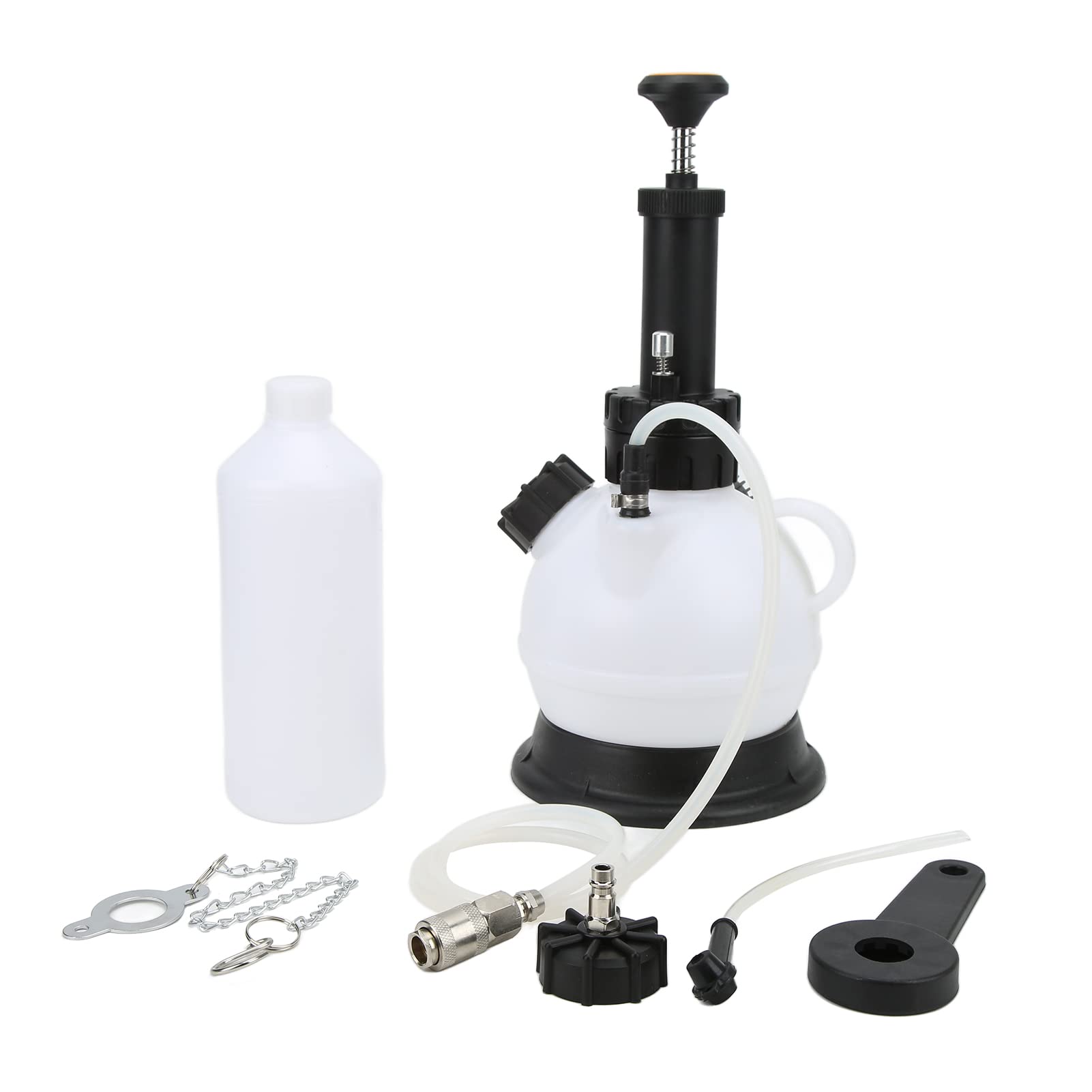 Kit de Purga de Frenos Manual, Capacidad de 2 litros con Manómetro y Válvula de Alivio, Método de Sifón Unidireccional, para Drenaje de Líquido de Frenos de Vehículos Europeos