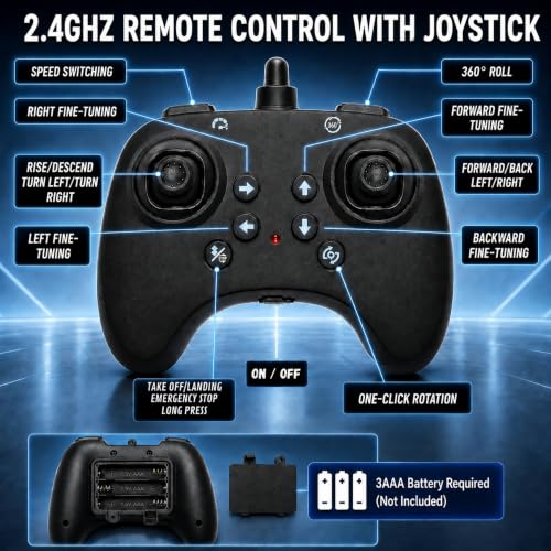 Image of GRAPHENE Remote Control Airplane for Kids RC Fighter Jet Plane Toy LED Lights 360 Flip Stunt Roll Hovering Spinning Stable Flight Easy to Fly Foam Aircraft Glider Hobby Toy Boys Girls Adults