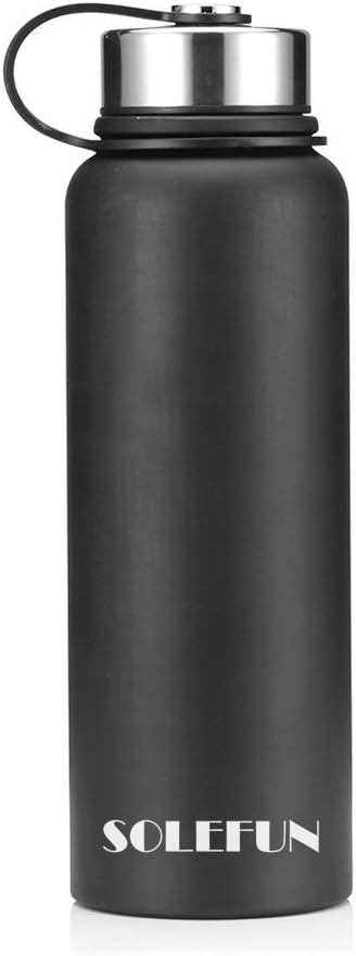 Solefun Water Bottle Wide Mouth Stainless Steel Travel Mug Double Wall Vacuum Insulated Tumbler with Filter, 20 oz