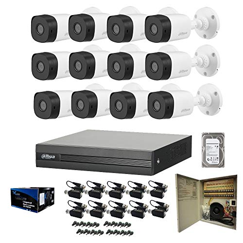 Listado de Kit de Camaras de Seguridad Dahua los mejores 10. 44 Dahua Kit CCTV 12 Camaras Seguridad Circuito Cerrado Video vigilancia 2mpx Bullet 1tbfull HD