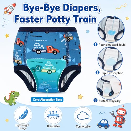 Image of MooMoo Baby Training Underwear for Boys and Girls Absorbent Toddler Training Pants for Girs 2T-7T