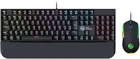 Kit Teclado Mouse Mecânico Abnt2 Gamer Led Rgb Iluminado PRETO