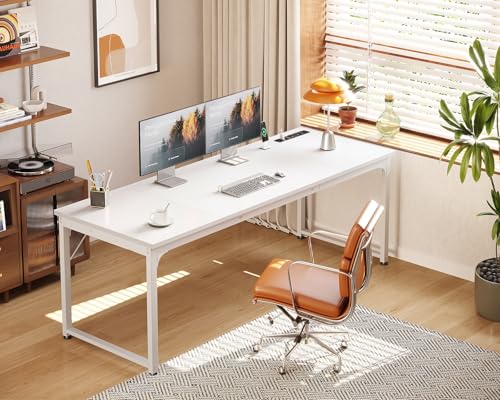 Image of Coleshome 71 Inch Computer Desk with USB Ports, Large Office Desk, Long Study Student Writing Desk, White