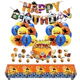 Birthday Party Supplies Set Dragonn, Includes Banner, Tablecloth, 16 Cake Toppers - 24 Balloons
