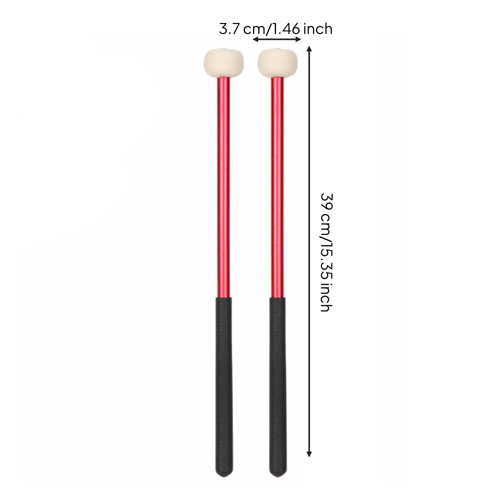 Gralara Baquetas Afinación Antislizante Baquetas con Cabeza Fieltro Antislizantes con Cabeza Fieltro para Percursionistas, Rojo, NO.78 Bajo Timbal BAT1 Rojo