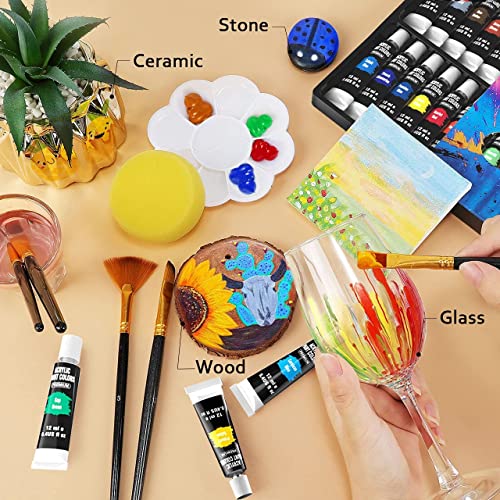 Emooqi Acrylic Paint, Painting Supplies Set Includes 24 Acrylic Paints, 16 Painting Brushes With Bag, Paint Knife, Art Sponge And Paint Palette, Acrylic Paint Set For Beginners & Professional Artist. #TOP5