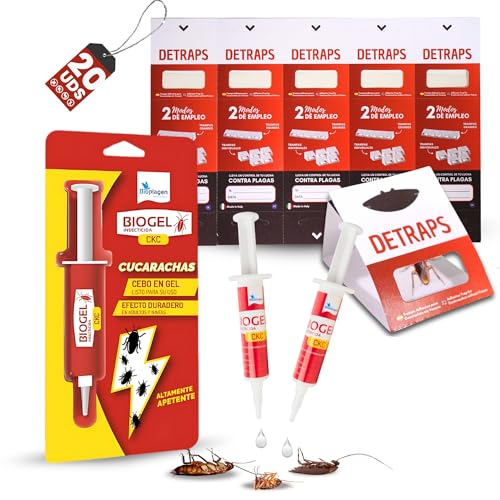 DETRAPS Solución Total contra Cucarachas – Gel Mata Cucarachas + Trampas Sin Veneno – Atrapa y Elimina Desde el Nido – Seguro, Sin Biocidas ni Olores (20 Trampas + 2 Gel)