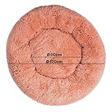 lionto Donutbett für Hunde und Katzen, Flauschiges Hundebett rund für kleine und große Heimtiere, Ø 120 cm, weiches Katzenbett aus kuscheligem Plüsch, Hundekissen mit extra Dicker Füllung, rosa