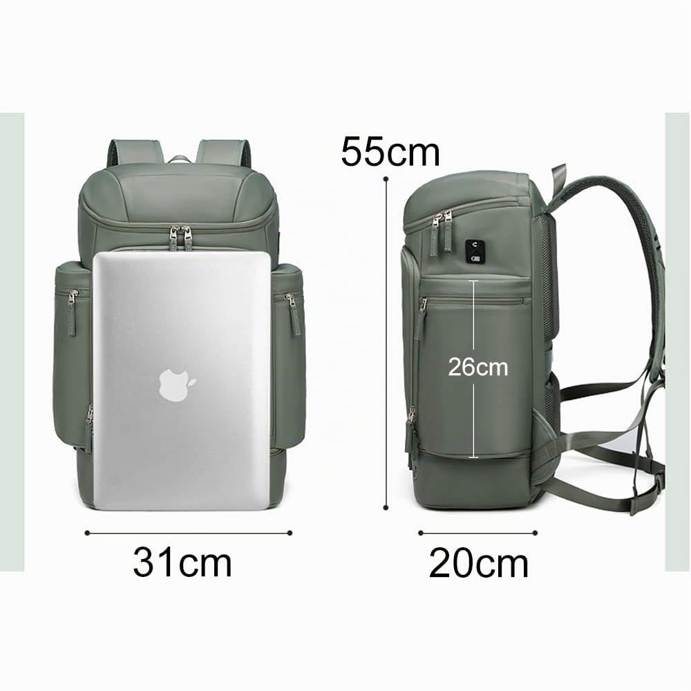 Reiserucksack 17 Zoll Laptop Sport Rucksack mit Schuhfach Nassfach Laptopfach Groß Wasserdicht Ergonomisch Anti Diebstahl (Schwarz)