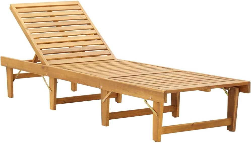 Folding Sun Lounger with Cushion,Backyard Chaise,Napping Loungers,Comfortable Loungers,Portable Loungers,Patio Lounge Chair,for Outdoor Sunbathing,Patios,Pools,Lawns,Camping,Solid Acacia Wood