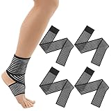 4er Pack Kniebandage, Kniestütze Sport Bandage, Kniebandage Kraftsport, Komprimierte Kniebandage für Arm, Ellbogen, Wade, Hand, Knöchel, Handgelenk, Knie (70cm, 27.5 Zoll)