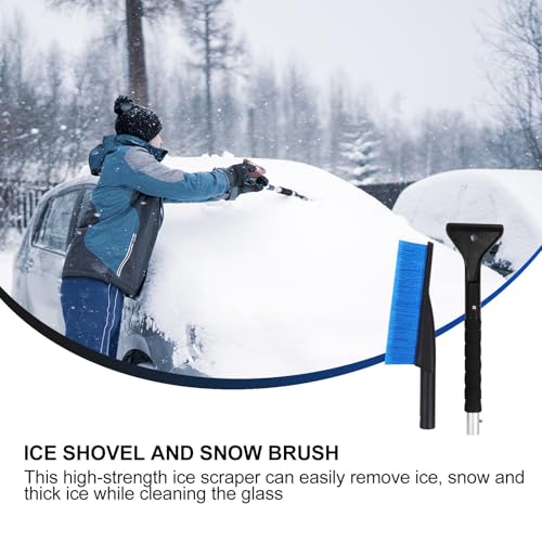 Cepillo para nieve y raspador de hielo para coche con cabezal de PP azul antiarañazos 3