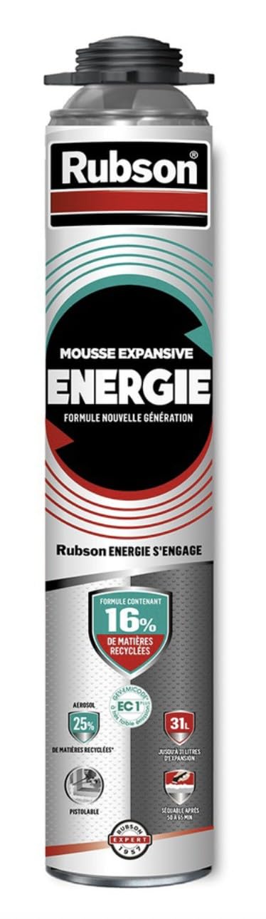 RUBSON Mousse Expansive Énergie Pistolable Gris 750ml