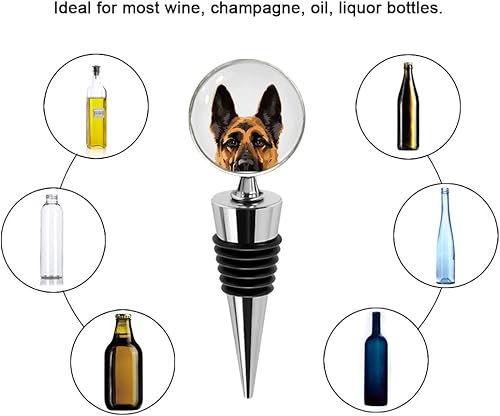 Vista 3 de WIRESTER Juego de 3 tapones decorativos de acero inoxidable para botellas de vino para bar, vacaciones, fiesta, boda, perros