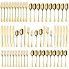 60-Piece Gold Silverware Set for 12, Stainless Steel Flatware Cutlery Set with 5-Piece Place Settings, Mirror Polished Forks Knives Spoons Teaspoons, Dishwasher Safe, for Home Wedding Restaurant