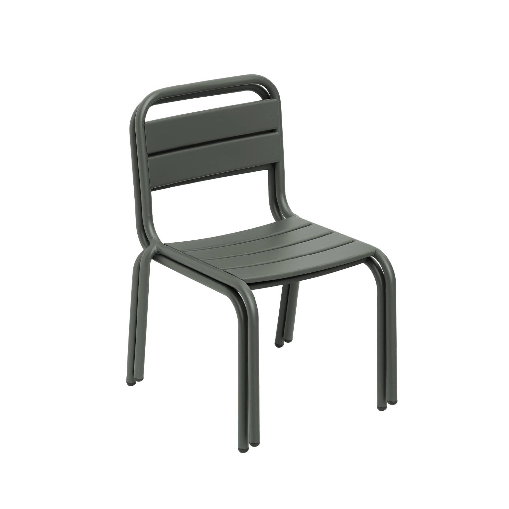 sweeek - Lot de 2 chaises en métal kaki pour enfant. salon de jardin enfant