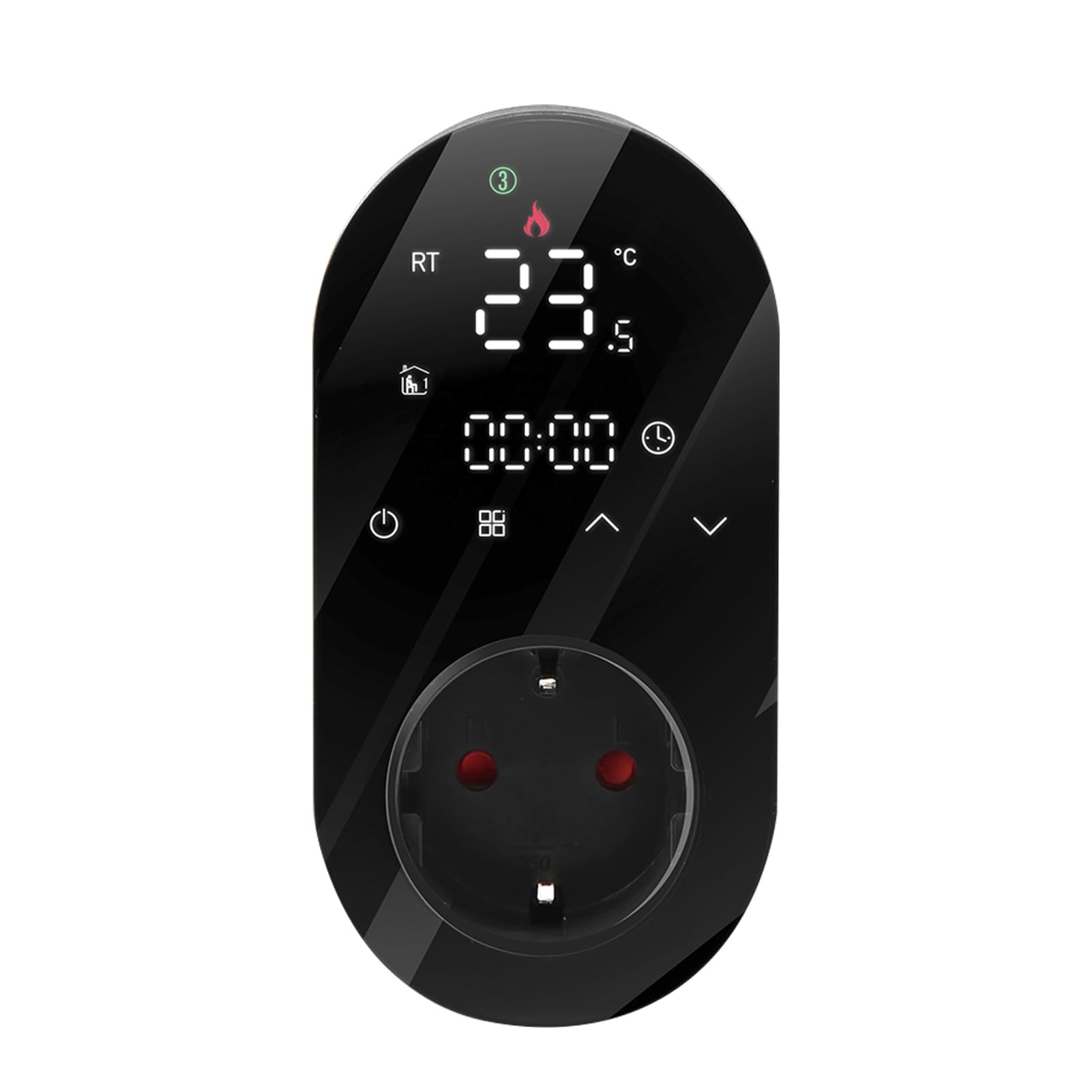 Matybobe Prise WiFi Intelligente Thermostat Affichage de L'heure/de la Température Mode D'économie D'énergie Programmable Hebdomadaire APP TéléCommande Commande Vocale Équipement (Noire)