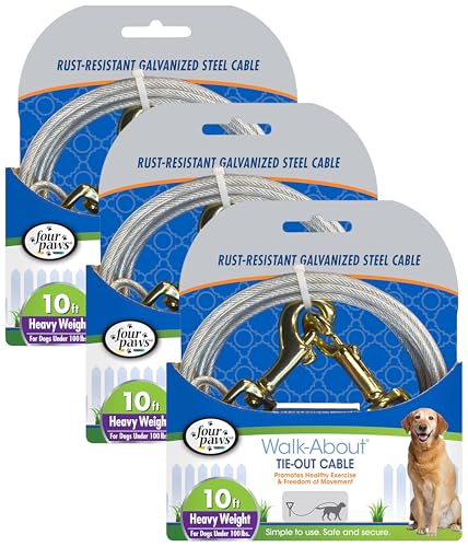 Image of Four Paws Heavy Weight Tie Out Cable Silver 10 Feet (Pack of 3)