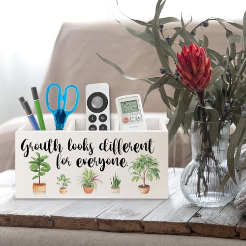 Image of Growth Looks Different for Everyone Mental Health Growth Mindset Wooden Pen Pencil Holder for Classroom Therapy Office Desk Accessories, Back to School Supplies Gifts for Students