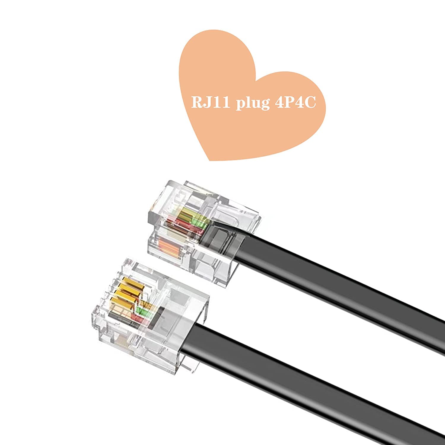 Cavo Telefonico A Spirale RJ9/RJ10/RJ22 – Lunghezza Da 48,7 Cm A 700 Cm, Per Corretta Telefonica Fissa, 2 Pezzi, Nero, Con Filtro ADSL Anticrepitio
