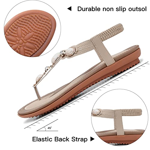 Image of SHIBEVER Flat Sandals for Women Dressy: Summer Comfortable Dress Thong Flats Sandal