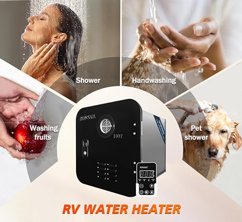 Image of RUNSAIL [Upgraded Version] RV Tankless Water Heater, 65,000 BTU,3.0GPM, 15 x 15 Inches Black Door, Build-in Pressure Relief Valve, Winter-Summer Mode Can be Switched Manually or Automatically