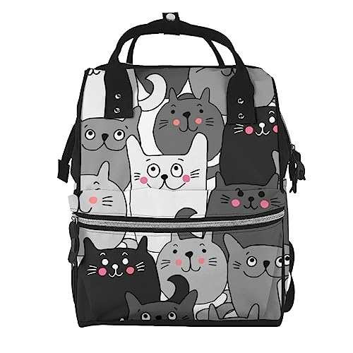 Sac à dos à couches chats noirs et blancs - Sac à langer multicolore mixte taille unique