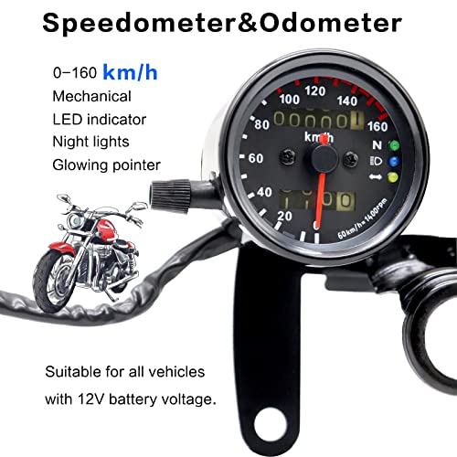 Motorcycle Black Odometer Speedometer and Tachometer