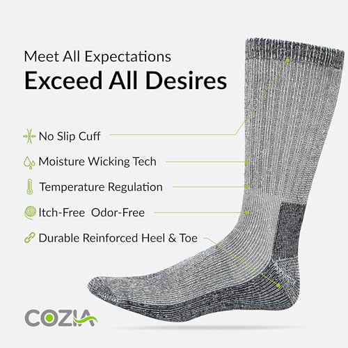 COZIA Merino Wool Socks for Men and Women Warm thermal Boot Hiking Socks 3 Pairs3