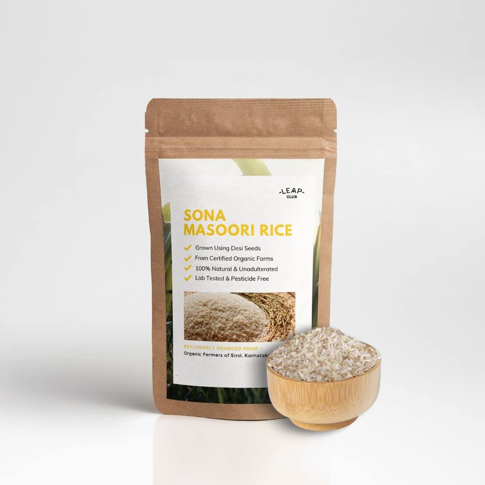 Leap Club - Sona Masoori Rice (500gm) from Certified Organic Farms | Pack of 1 | Unpolished | 100% Natural & Unadulterated | Lab Tested & Pesticides Free (B0BY7B32BV) Amazon Price History, Amazon Price Tracker