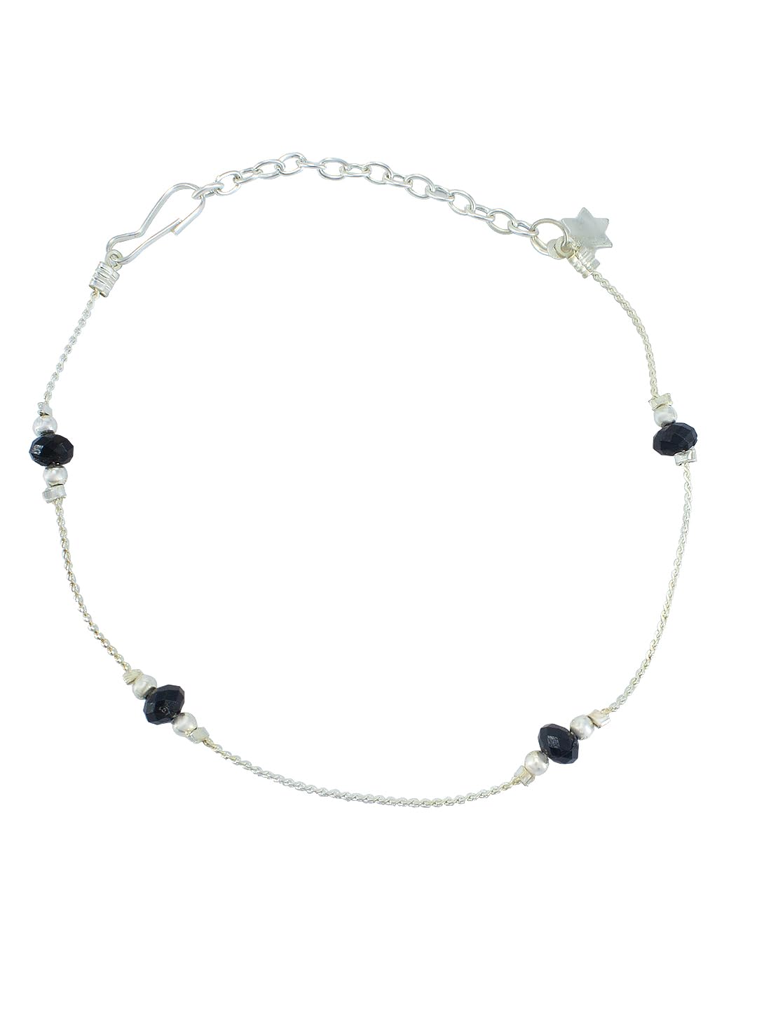 Studio Silver Toned Star Shaped Designer Traditional Anklet for Women & Girls-image-2