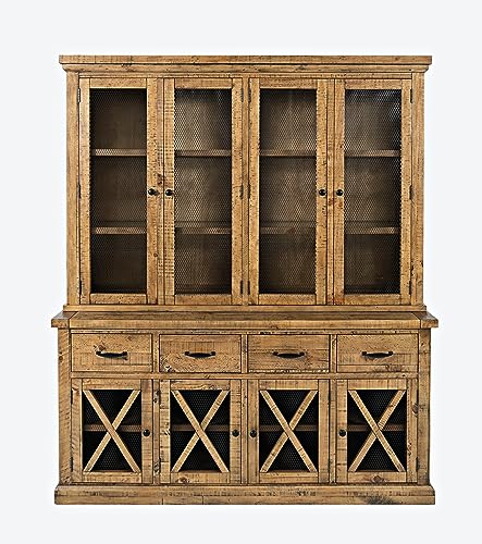 Jofran-Telluride-Rustic-Distressed-Pine-70-Four-Drawer-Sideboard-Buffet-Server-Server-and-Hutch-Gold Jofran Telluride Rustic Distressed Pine 70 Four Drawer Sideboard Buffet Server Server and Hutch Gold