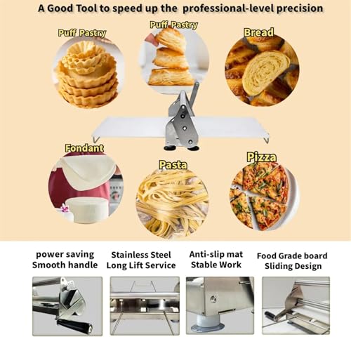 Manueller Teigroller - Einstellbare Dicke für Hausgemachte Pizza, Gebäck & Fondant, platzsparendes Tischplatten-Design