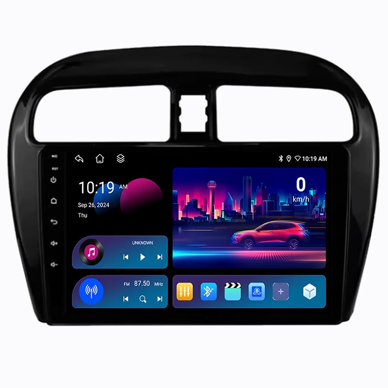 JianJz Estéreo para Coche Android con Pantalla táctil de 9 Pulgadas para Mitsubishi Mirage Space Star Dodge 2012-2023 Plug and Play Doble DIN navegación GPS Control Multimedia en el Volante