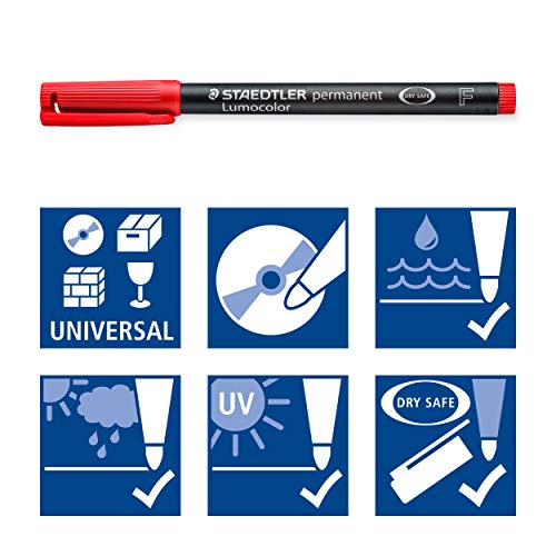 STAEDTLER Lumocolor 318 Foliestift permanent (waterbestendig, veegvast, in seconden droog, F-punt ca. 0,6 mm, hoge… - Image 6