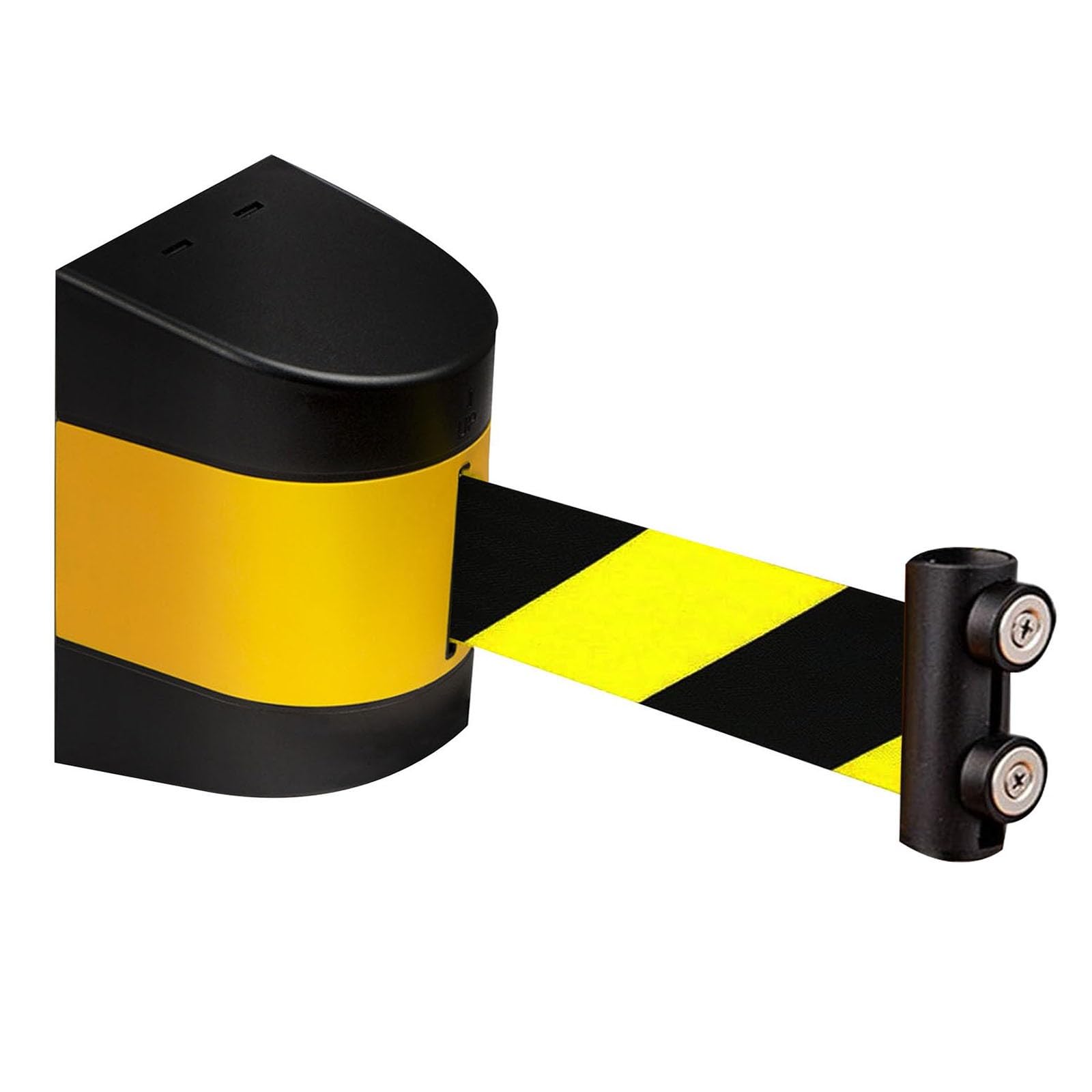 Barrera magnética retráctil con cinta, amarilla y negra, con cable de seguridad de 4,8 m (16 pies) para montaje en pared, ideal para el control de multitudes. Solución de gestión de multitudes durader
