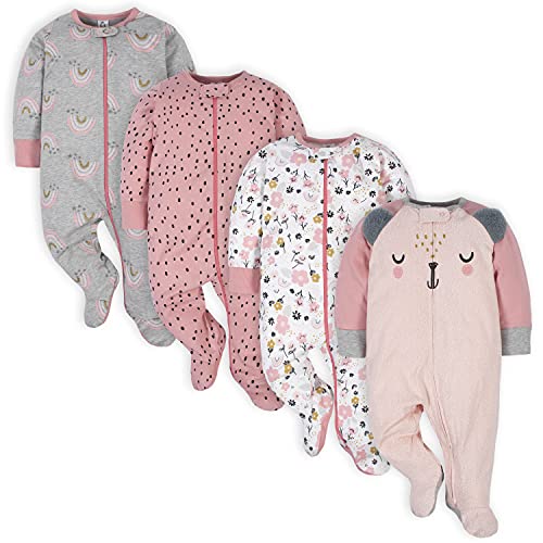 Gerber Baby-Girls 4 Pack Sleep ‘N Play Footie
