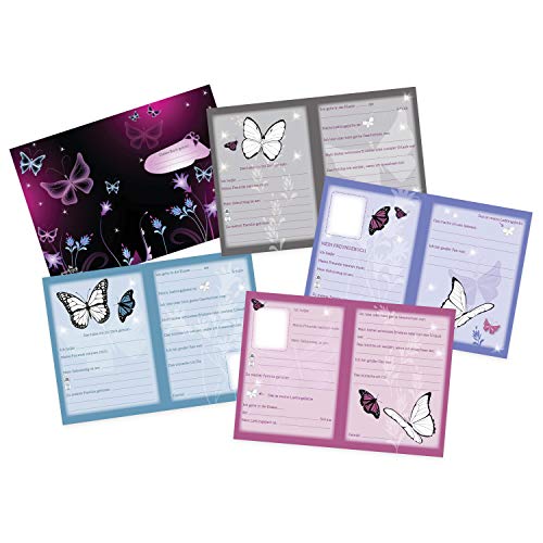 goldbuch 43577 Freundebuch Schmetterling, Freundschaftsbuch DIN A5 mit 88 illustrierte Seiten, für Kita, Hort und Grundschule, für Beste Freunde in der SchulzeitKunstdruck, Schwarz / Pink / Blau – Bild 4