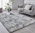 TABAYON Extra Large Shag Area Rug, 9x12 Feet Tie-Dyed Light Grey Indoor Ultra Soft Plush Rugs for Living Room, Non-Skid Modern Nursery Faux Fur Rugs for Home Decor