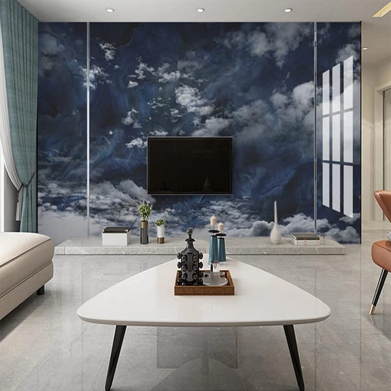 Papier peint sur mesure marbre et nuages blancs impression 3D luxe intissé 250x175