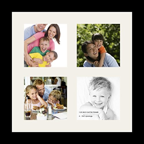 ArtToFrames Collage Photo Frame Single Mat with 4-5x5 Openings and Satin Black Frame. - //coolthings.us