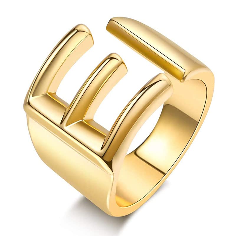 Fuqimanman2020Initial Letter A-Z Ring Open Statement Ring Fashion Cuff Chunky Rings Personalised Engraved Women’s Signet Ring for Party