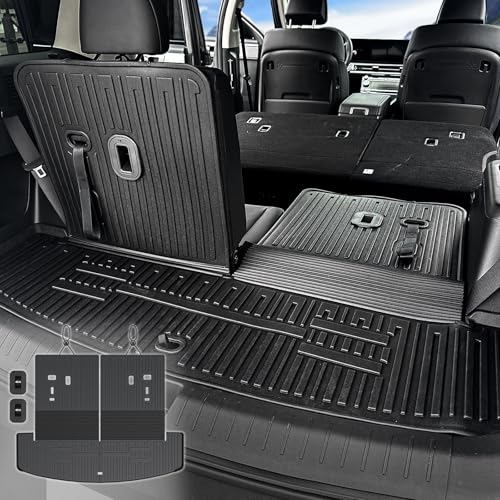 Image of Cargo Mat with Backrest Mats for 2024 2025 2026 Hyundai Santa Fe Car Mat Accessories, All Weather TPE Protector Cargo Liner Trunk Mat(Cargo Mat with Backrest Mats)