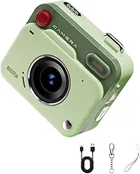 Mini câmera digital 1080p HD retrô CCD filmadora fotográfica com tela IPS de 4,5 cm, fotos de alta resolução 8000 x 6000, câmera de bolso compacta portátil para estudantes, viagens (verde (sem cartão