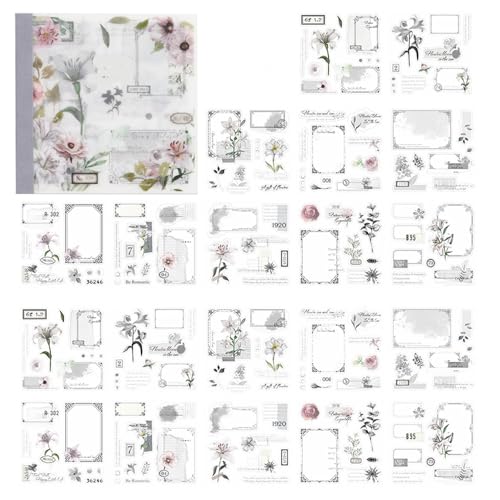 Alideco Vintage Scrapbook Stickers Set Retro People Flowers Sticker Book for Adults Sticker journaling Stickers for Scrapbooking Tweezer 20Sheets/160Pcs (chundongjidong)