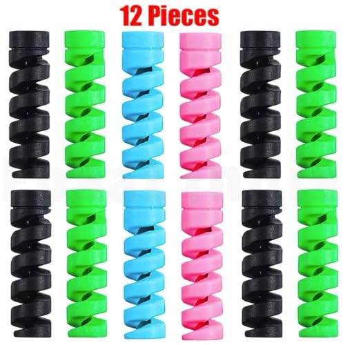 Image of J'TTON 12 Pcs Spiral Sleeves for Charger Cable Protector Data Cable Saver Charging Cord Protective Cable Cover Headphone MacBook Laptop Earphone Cell Phone (Set of 3)