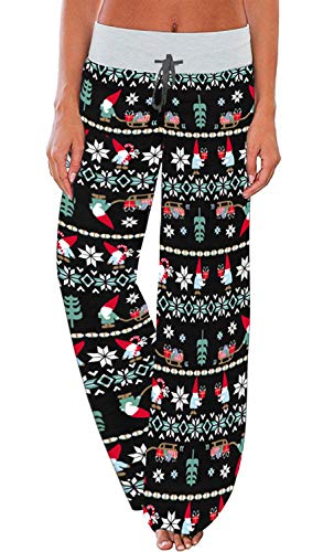 Image of AMiERY Women's Comfy Casual Pajama Pants Floral Print Drawstring Palazzo Lounge Pants Wide Leg