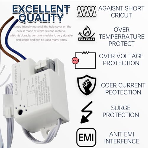 Acmerota Bewegungssensor-Lichtschalter, Hand-Winke-Schalter, 6 cm Sensorschalter 10 A, AC 220 V Luftschalter, berührungsloser Schalter, geeignet für Kleiderschrank, Schrank, Lagerschrank