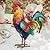 Kircust Metal Rooster Garden Statue Outdoor Decor Yard Art Chicken Decoration for Home Patio Lawn Backyard Farmhouse Kitchen